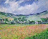 Poppy Canvas Paintings - The Poppy Field Near Giverny